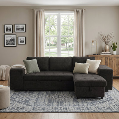 104.5"Chenille Reversible Sectional Sofa L-Shape Charcoal Grey