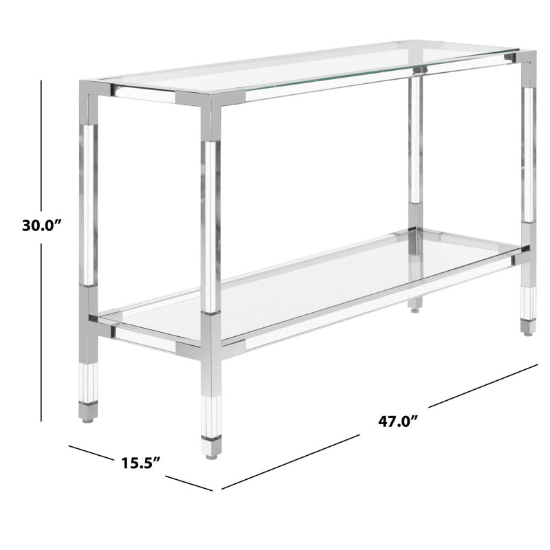 47'' W Glass Console Table, Silver