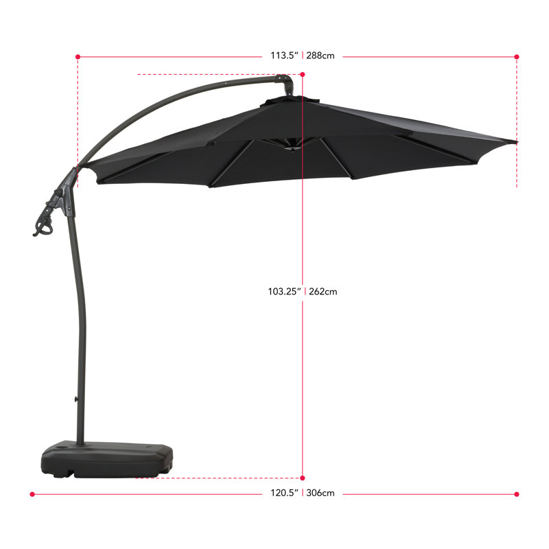 Parasol en porte-à-faux 9 pi 5 po Harita, Noir