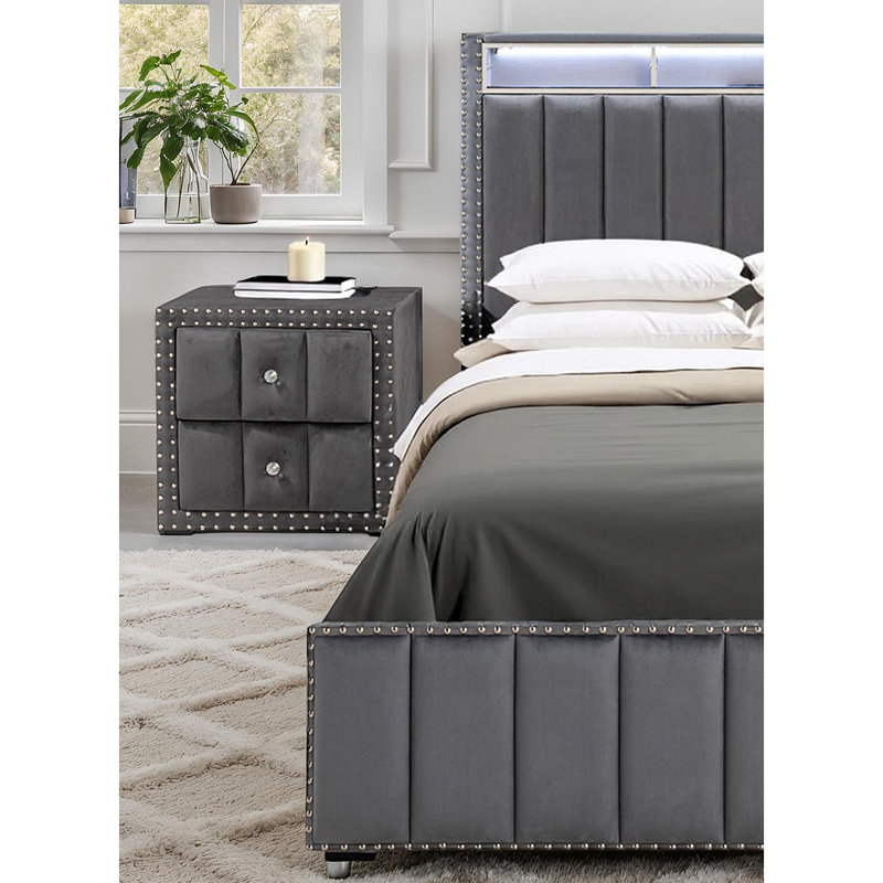 Table de chevet 1pc, Gris foncé