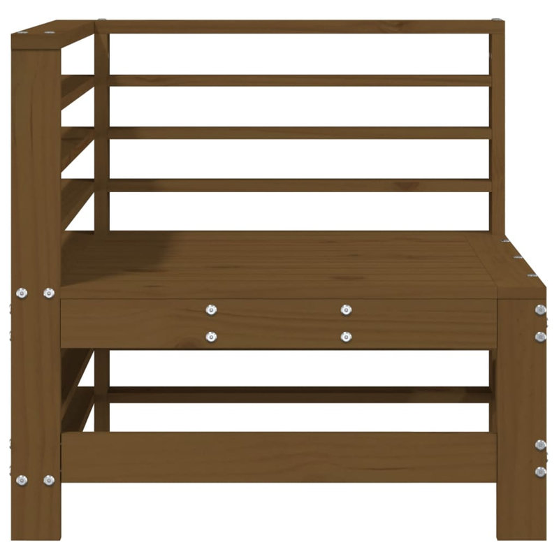 17 Stories Garden Corner Sofas 2 Pcs Solid Wood, Honey Brown Pine