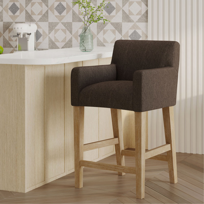 Upholstered Counter Stool, Brown, 1, Brown