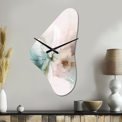 Horloge murale asymétrique Jalil Green and Cream Abstracted Realities I - Marble