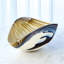 Pleated Bowl-Amber/Blue Filigree-57972691