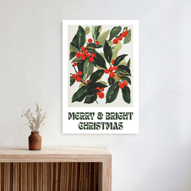 «Merryandbrightchristmas», reproduction d'art classique traditionnelle d'hiver nature, 24" H x 16" W