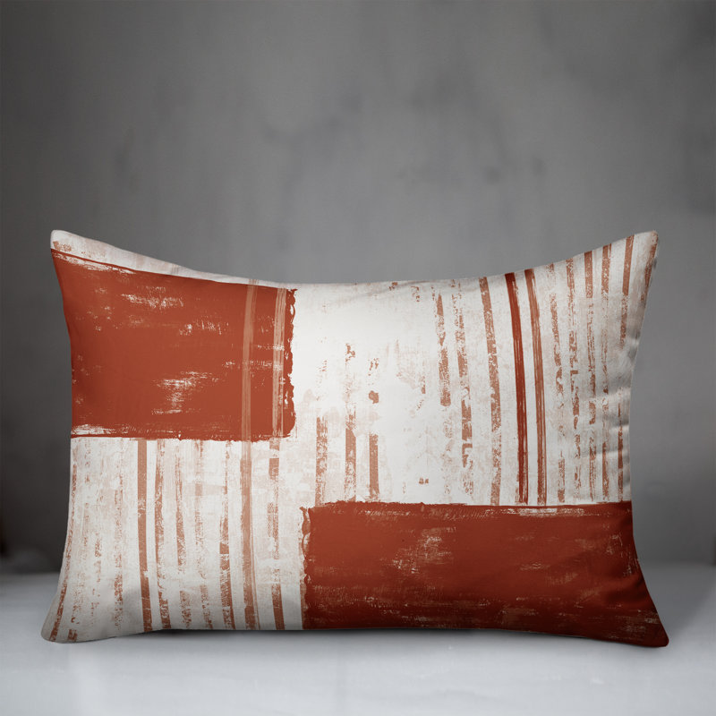  Coussin intérieur / extérieur géométrique, Orange / Rouge