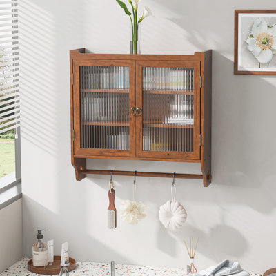 Vintage-Style Double Door Wall Cabinet With Three-Tier Storage, Blending Retro Charm And Modern Functionality For Home Organization