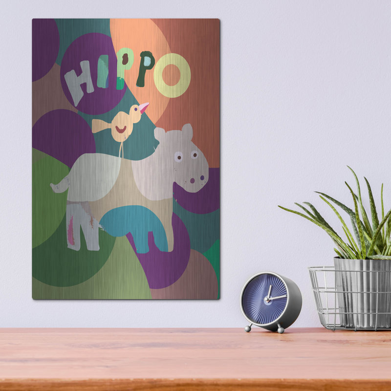 Art mural en métal «Hippo» par Holly McGee, H 16 po x l 12 po