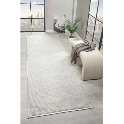 Premium Beige Area Rug, 6.6 x 8.2 Feet | 100% Polypropylene, 1.8 lbs/sq ft, 0.3 in Pile Height | Machine Woven, Non-Slip Dot Backing, Antibacterial | Perfect for Living Room, Bedroom & Home Decor