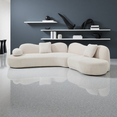 128'' 5-seat Curved Modular Boucle Sofa Soft Foam Upholstered Cloud Couch