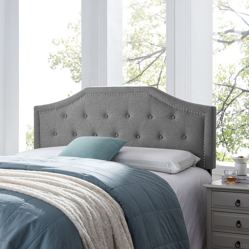 Tête de lit double et grand lit, Gris anthracite