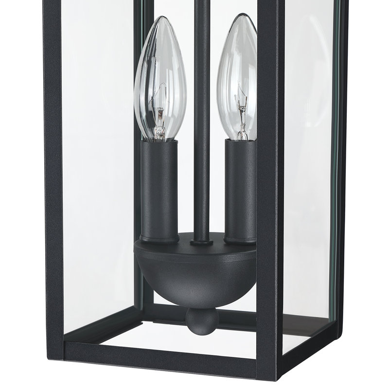 Lanterne murale extérieure noire à 2 lumières de 50 cm (20 po) avec allumage automatique crépusculaire