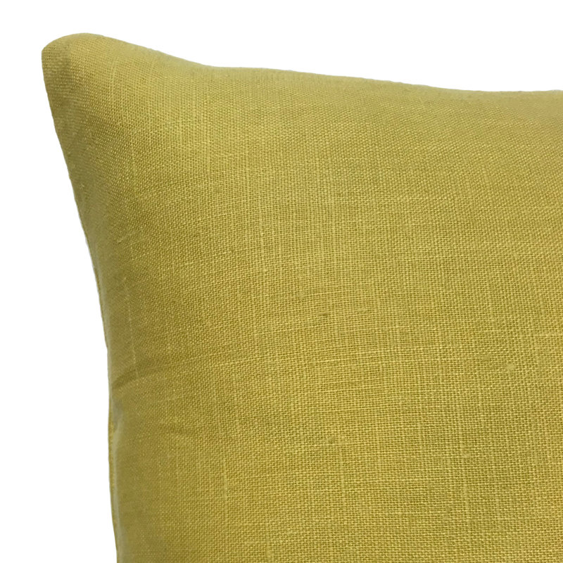 Housse et insert de coussin carré en lin , 24 po x 24 po, Jaune