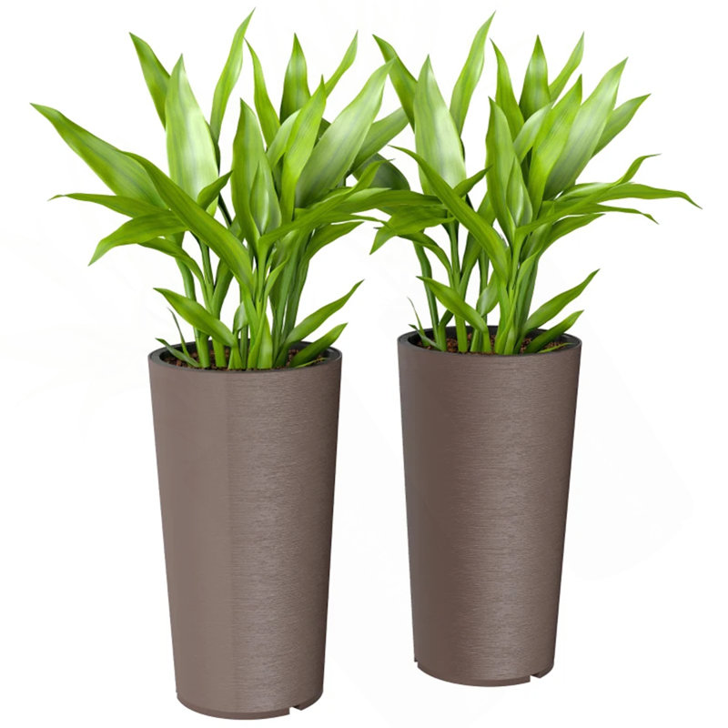 Grand pot de fleurs, grands pots de fleurs empilables, ensemble de 2 pots de fleurs, Brun