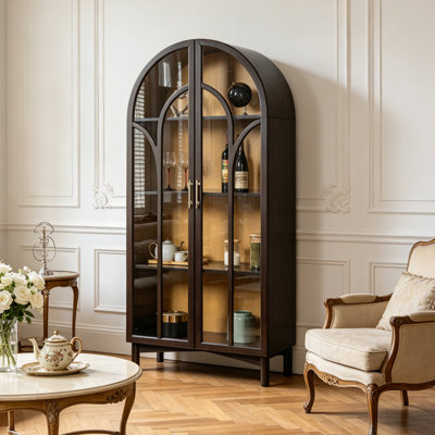 76'' Glass Arched Display Cabinet For Dining Room