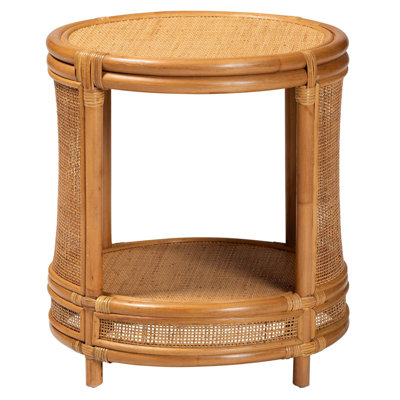 Table de bout en rotin moderne avec plateau ouvert et plateau rond Modern Bohemian