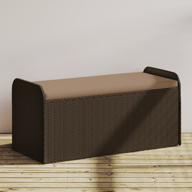 Banc de rangement avec coussin Vidaxl, Beige, Brun, H 20,5 po x l 45,3 po x P 20,1 po