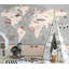 Grey Modern World Map Airplanes Background Removable Wallpaper-369968157