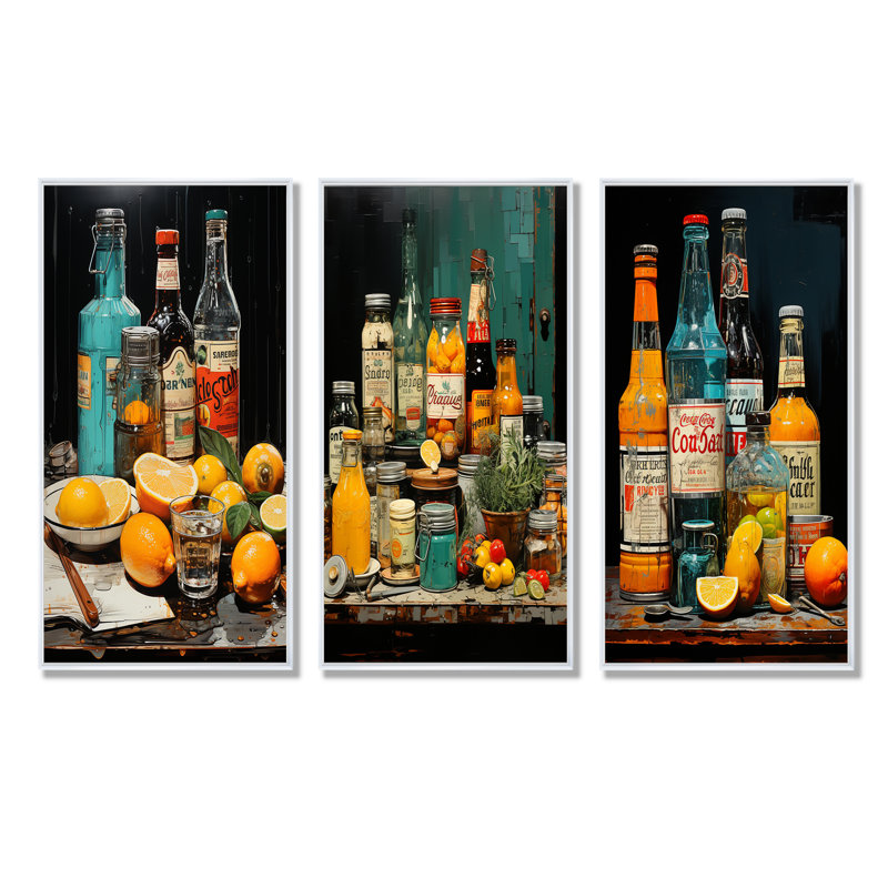 Zeste urbain cocktail et condiments, H 28 po x l 36 po, Cadre flottant blanc
