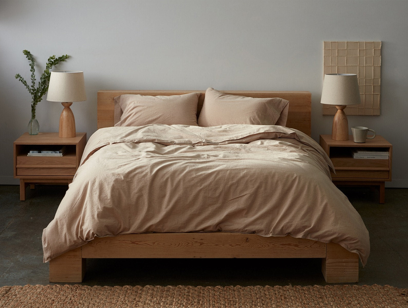 Organic Crinkled Percale 100% Cotton Percale Sheet Set, Twin Sheet Set with 1 Pillowcase, Hazel Chambray