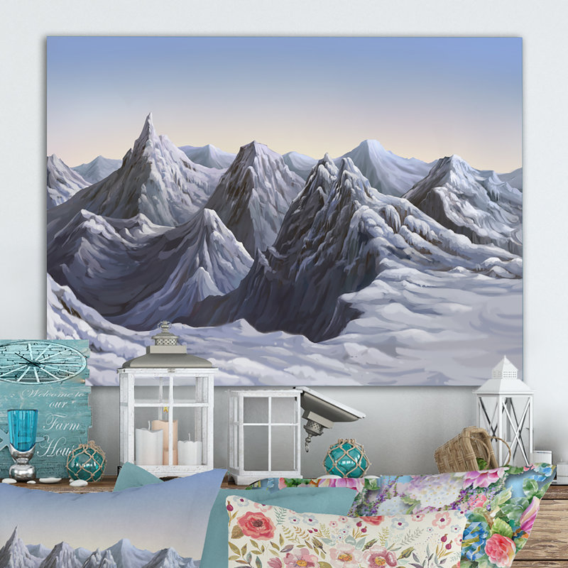 «White Winter Snow Mountain», peinture sur toile, H 8 po x l 12 po x P 1 po, Toile tendue