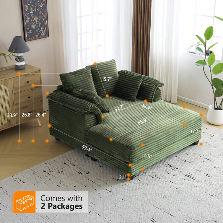 Upholstered Corduroy Sleeper Sofa Bed
