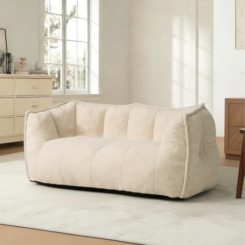 Fauteuil à billes en peluche surdimensionné Kirtis, Blanc