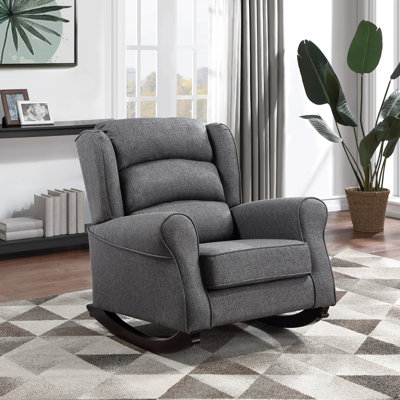 Meuble berçant en tissu gris, siège à ressorts ensachés, fauteuil d'une capacité de 220 lb avec coussin serré, profondeur de siège de 20 po, largeur de 40,64 po