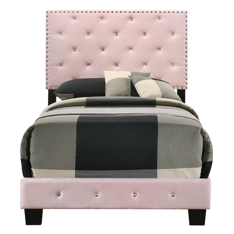 Charmant lit simple avec rangement, Rose
