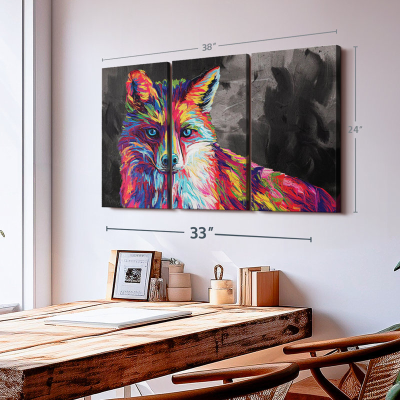 «Fox Abstract Color» sur toile, H 24 po x l 38 po x P 1,25 po