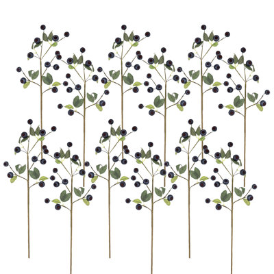 27"H Berry/Leaf Sprays - Set of 12 - Blue/Green