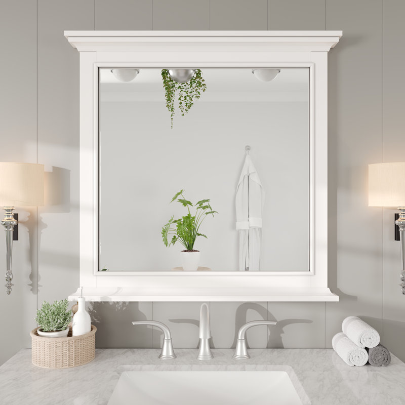 Miroir rectangulaire en bois gris 36 "x 36" Eviva Elite Stamford, Blanc