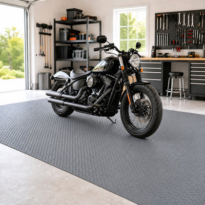 Heavy-Duty PVC Garage Floor Mat Available in Gray, Waterproof Anti-Slip Protective Car Mat, Stain Resistant Easy Clean Flooring Cover for Garage, Workshop and Kitchen Spaces