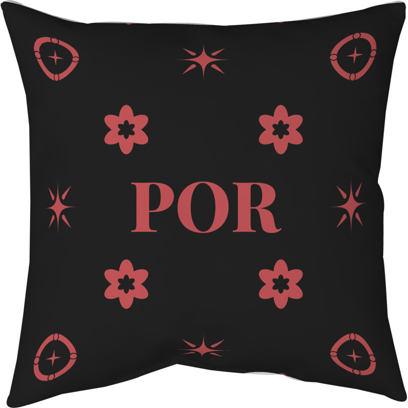 Coussin en coton Portland, Portland rouge / noir, H 26 po x l 26 po