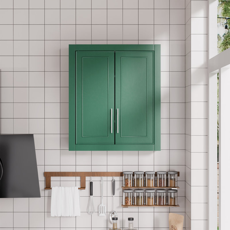 Armoire de cuisine murale 26 po H avec tablettes réglables, L 22 po x H 26 po, Forest Green