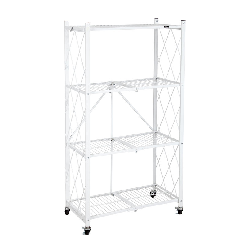 Origami R4-WR Metal Storage Rack with Wheels, White