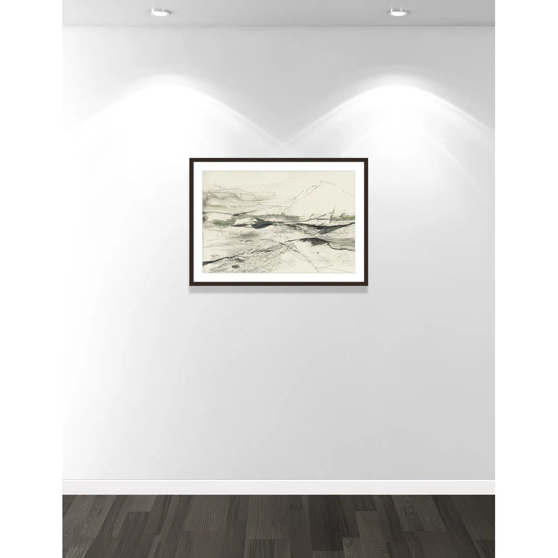 Green Sketches Print by PI Studio, 25.5" H x 35.5" W x 1.25" D, Walnut Box Picture Framed, White