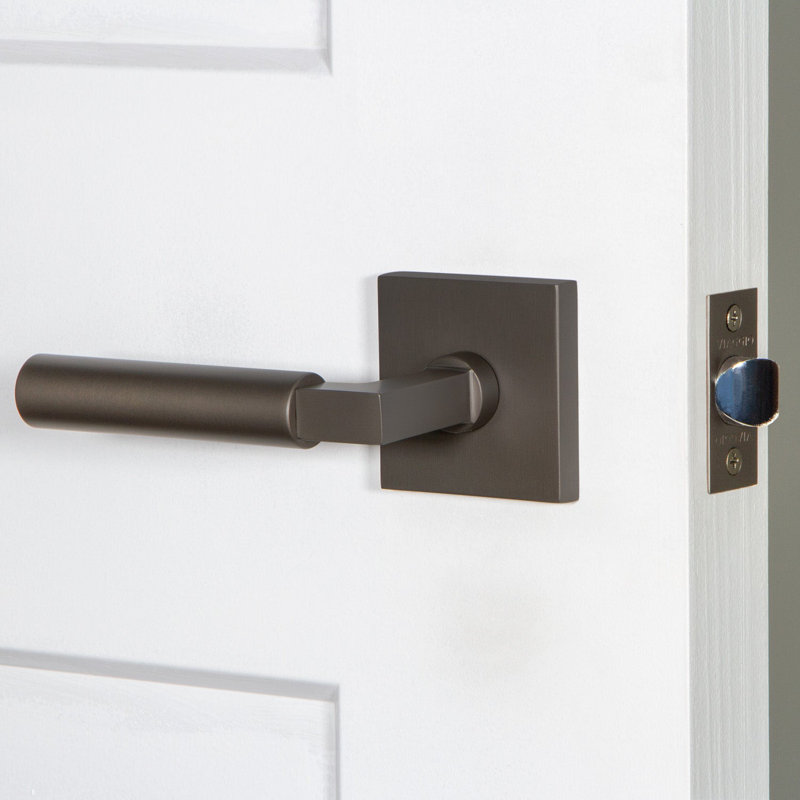 Viaggio Quadrato Rosette Privacy (Bed & Bath) with Contempo Lever, Left, 2.375", Titanium Gray