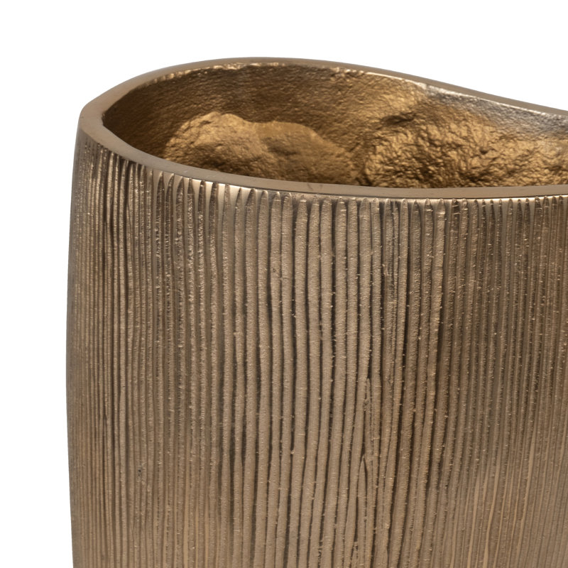Modern Curved Textured Table Vase for Home Decor– Elegant Tall Flower Vases for Bedroom Styling, Console Accent, and Living Room Decor – Gold