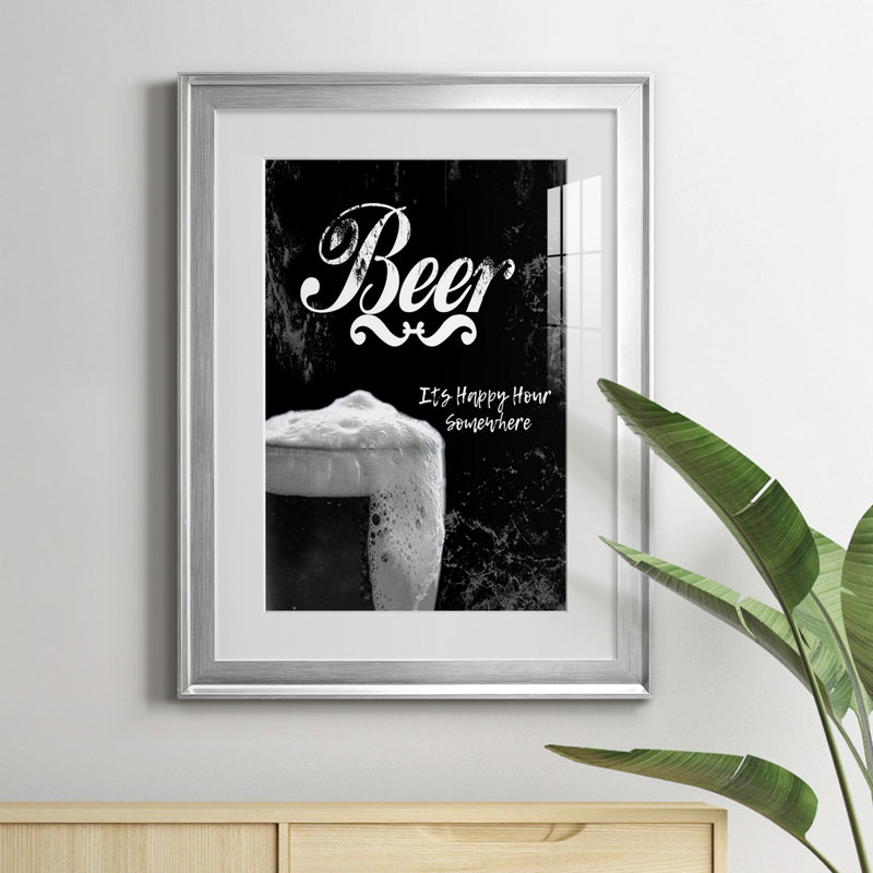 Beer - art textuel avec cadre photo, Argent, H 22,5 po x l 30,5 po x P 1,5 po