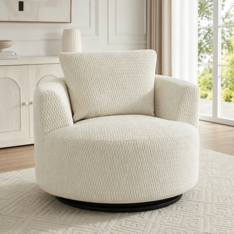 Fauteuil d'appoint pivotant à 360 ° compressible, Crème