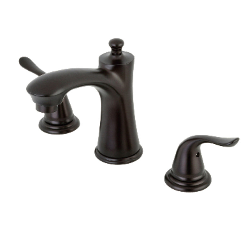 Kingston Brass Yosemite Two-Handle 3-Hole Deck Mount Widespread Bathroom Faucet with Retail Pop-Up Drain, Oil Rubbed Bronze