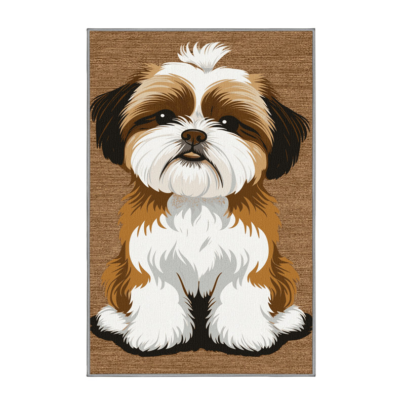 Washable Shih Tzu Dogs Area Rug, Runner 2' x 4'