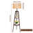 Asriel Tripod Floor Lamp with Rattan Linen Dual Lampshades & Remote Control