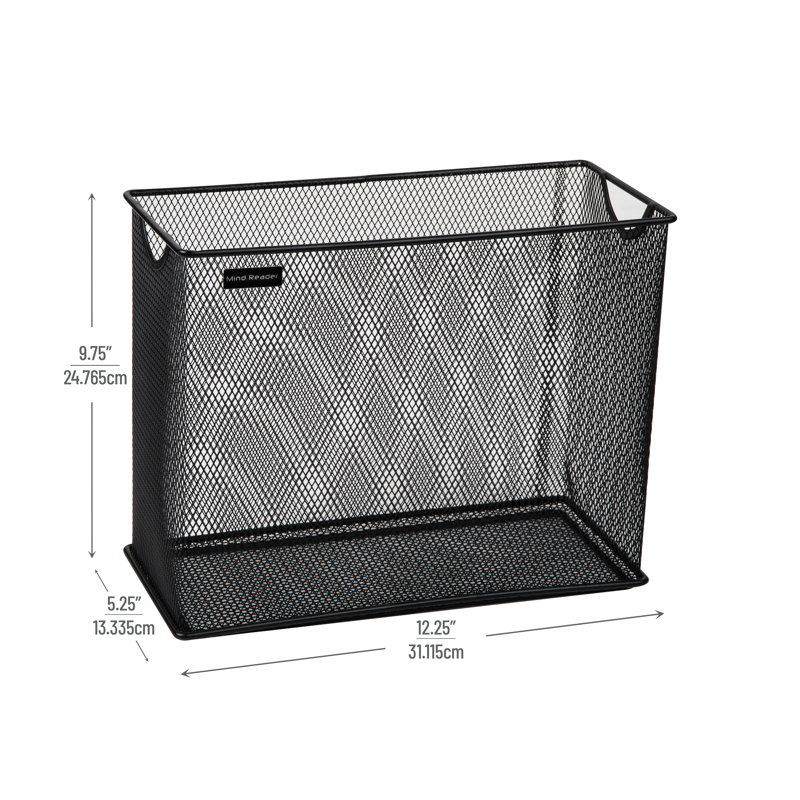 Mind Reader Vertical File Storage, Desktop Organizer, Hanging Files, Office, Metal Mesh, 12.25"L x 5.5"W x 10"H