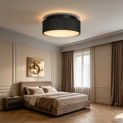 Plafonnier encastré à DEL 9 pouces noir, 35W 1400LM, 5CCT sélectionnable 2700K-5000K, à intensité variable, verre blanc gravé, homologué cETLus, facile à installer pour les endroits secs et humides