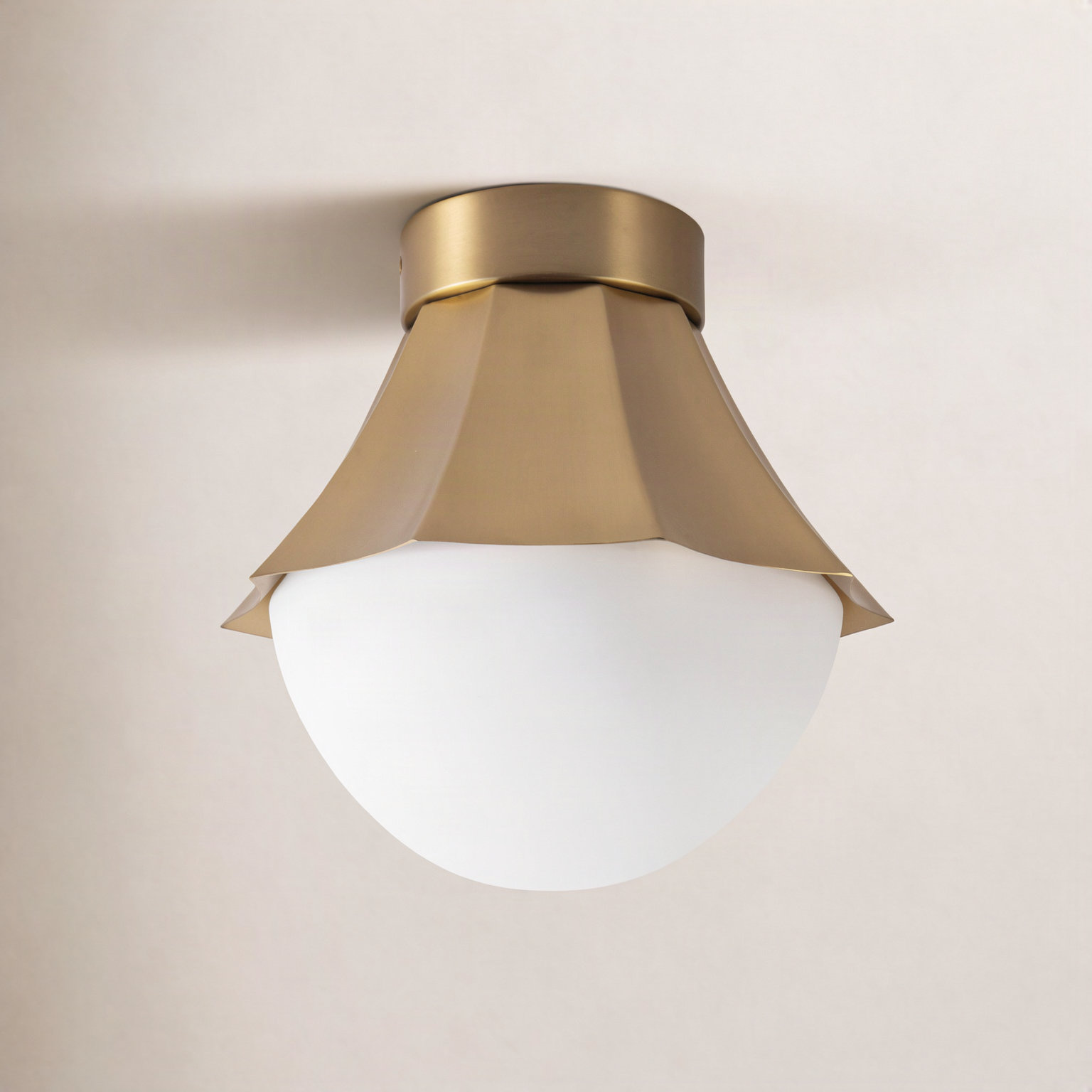 Single Light Semi Flush Mount, Brushed Gold