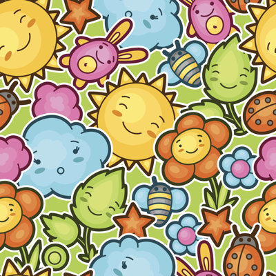 Kawaii Child Pattern - Wrapped Canvas Print