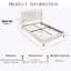 Lit plateforme tapissier de grande taille avec tête de lit grand, conceptions minimalistes en chenille de qualité supérieure, lit plateforme de style simple rétro sans sommier, assemblage facile, ivoire-393849144