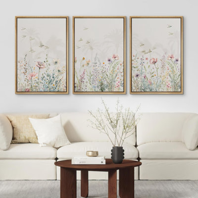 «Botanical Floral Watercolor Illustration Modern Art Decor Living Room Office Room» 3 pièces